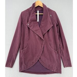Lululemon That's A Wrap Jacket Sweater Burgundy Purple Asymmetrical Snap Cowl 6